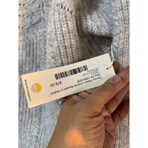 78 & Sunny Fairisle Pattern Chenille Sweater in Heather Grey 2X - Picture 4 of 5